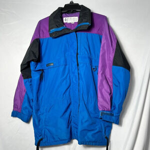 Vintage Columbia Radial Sleeve Colorblock Jacket L‎ Blue Purple